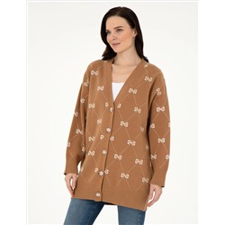 Camel Comfort Fit Triko Cardigan