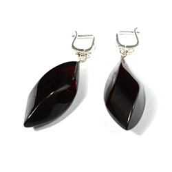 Крупные серьги с янтарём рис с гранями 15*35мм цв.кофейный, 8,5г