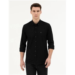 Black Slim Fit рубашка с длинным рукавом