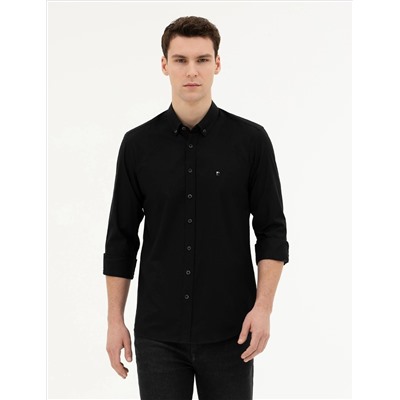 Black Slim Fit рубашка с длинным рукавом