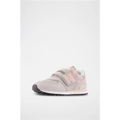 Zapatillas de piel 574 - Gris y rosa