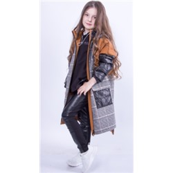 12ПП34 ДОМИНИКА Парка для девочек, черный/корица