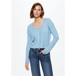 Jersey trenzado cuello pico -  Mujer | MANGO OUTLET España