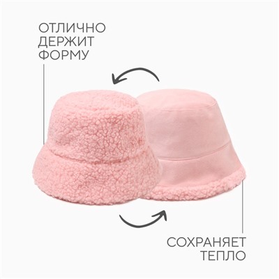 Панама зимняя двусторонняя MINAKU, цвет розовый, р-р 56-58
