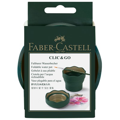 Стакан для воды Faber-Castell "Clic&Go", складной, темно-зеленый