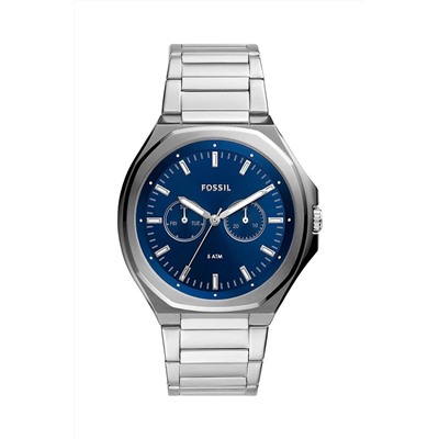 Reloj de cuarzo de acero - Plateado y azul marino