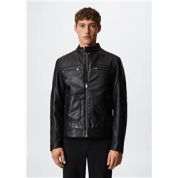 Cazadora biker piel -  Hombre | MANGO OUTLET España
