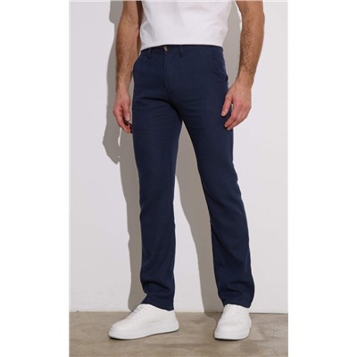 Брюки льняные мужские F211-0854 тёмно-синие