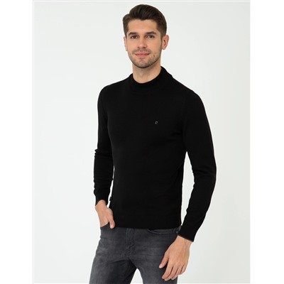 Black Slim Fit Half Fisherman воротник базовый вязаный свитер