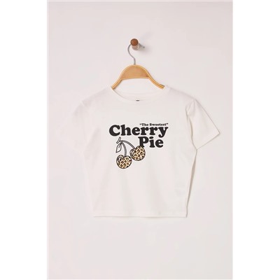 Ekru Slogan Printed Crop установлен