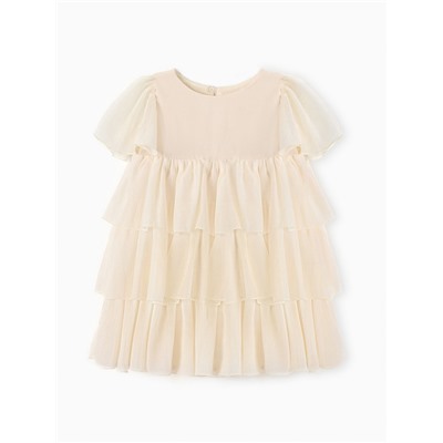 Платье для девочки MINAKU: PartyDress, цвет молочный, рост 122 см