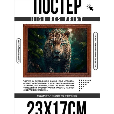 POSG-0289 Постер в рамке 23x17см Леопард