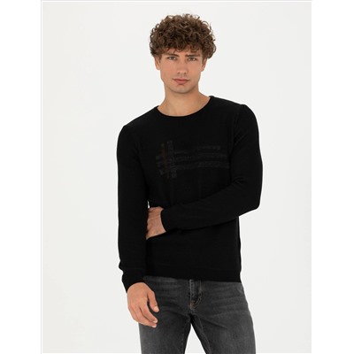 Black Slim Fit Bike Yaka Knitwear свитер