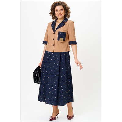 Aira Style 24120 капучино-синий, Юбка,  Жакет