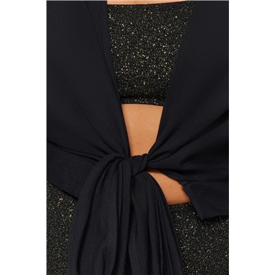 Black Cruve Yaka Arm Ruffled Skining Детальная пляжная одежда Большой размер блузки TBBSS23AH00113