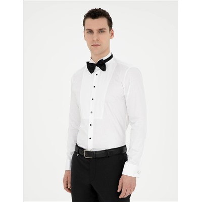 Белый бывший Рубашка для смокинга Slim Fit