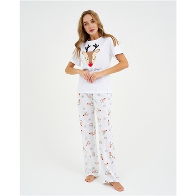 Пижама женская (футболка и брюки) KAFTAN "Deers" размер 52-54
