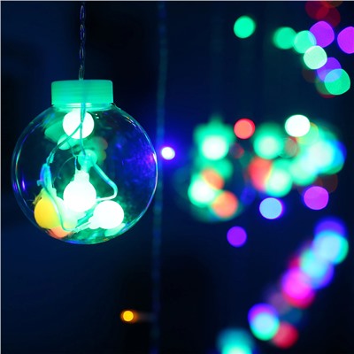 Гирлянда-занавес светодиодная Шарики 2,5х0,8 м, 48 LED / L128 /уп 30/ разноцветный