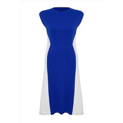 Saks -Ekru Color Block Midi Brind Kinting Big Size Платье TBBSS24AH00143