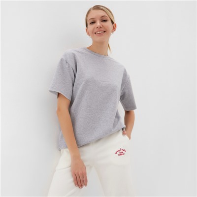 Футболка женская MINAKU OVERSIZE FIT: цвет светло-серый, р-р 44
