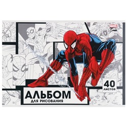 Альбом для рисования А4, 40 листов, на склейке, «Человек-паук»