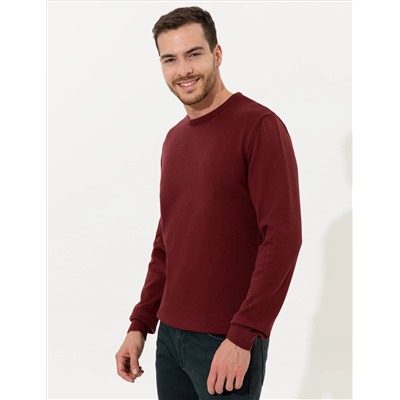 Bordeaux Slim Fit Bicycle Neck Basic Knitwear Казах