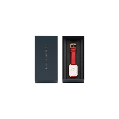 Reloj de piel Pressed Suffolk - 29 x 36,5 mm - Rojo y rosa dorado