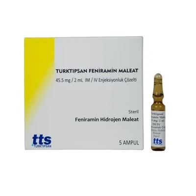 TURKTIPSAN FENIRAMIN MALEAT 45.5 mg/2 ml IM/IV ampül (5 ampül)(ФЕНИРАМИН)