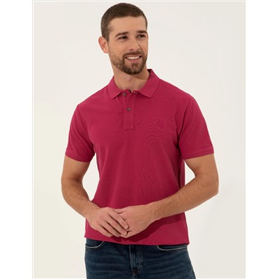 Fuchsia Slim Fit Polo Yaka Basic t -Fish