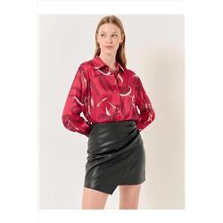 Черная асимметричная мини-юбка узкого кроя из кожи 23WF055003