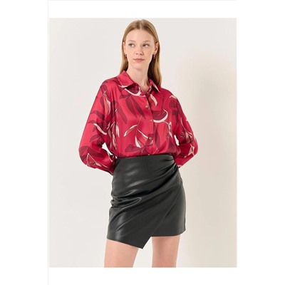 Черная асимметричная мини-юбка узкого кроя из кожи 23WF055003