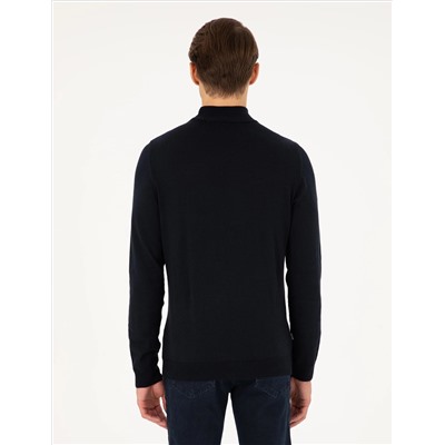 Navy Blue Slim Fit Half Fisherman воротник базовый трикотажный свитер