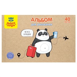 Альбом для рисования 40л., А4, на скрепке Мульти-Пульти "Панда", крафт картон