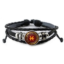 BSK-0311 Кожаный браслет Знаки Зодиака - Рыбы