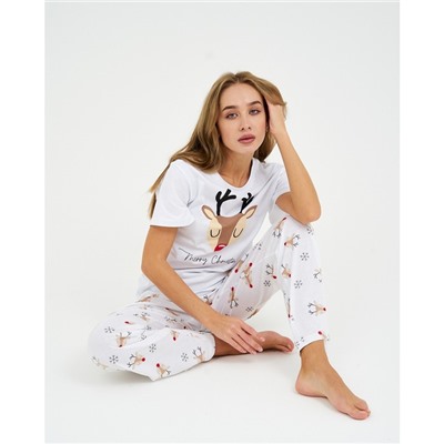 Пижама женская (футболка и брюки) KAFTAN "Deers" размер 52-54