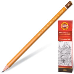 Карандаш чернографитный KOH-I-NOOR 1500, 1 шт., 4H, корпус желтый, заточенный, 150004H01170