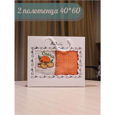 Набор кухонных полотенец 40*60 махровых 2 шт. / Апельсин