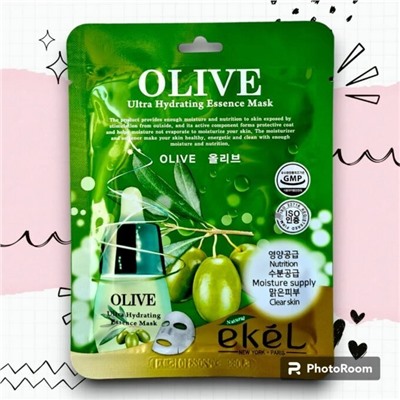 [EKEL] Маска тканевая с экстрактом оливы, OLIVE Ultra Hydrating Essence Mask, 25 мл