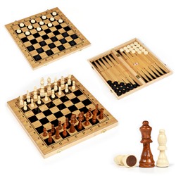 Настольная игра 3 в 1 "Король": нарды, шахматы, шашки, 39 х 39 см