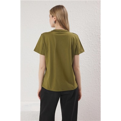 Khaki 100 %хлопковое шитье детально/нормальное вязание плесени Twoss25ts00135
