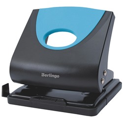 Дырокол Berlingo "Office Soft" 30л., пластиковый, синий, с линейкой