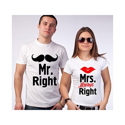 Парные футболки "Mr. Right/ Mrs. always Right"