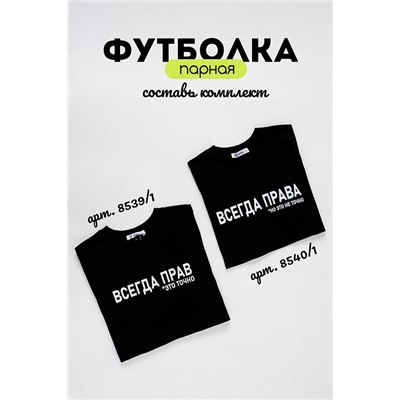 Мужская футболка 8539/1 / черный+всегда прав