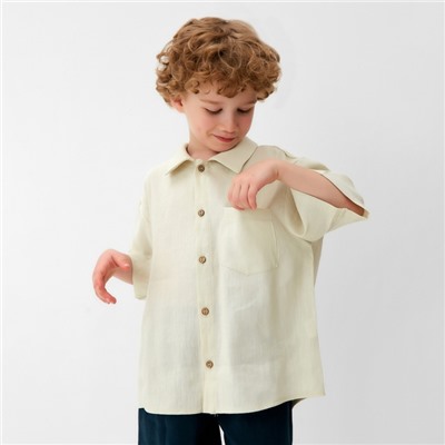 Рубашка для мальчика KAFTAN Linen, р. 34 (122-128), молочный