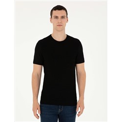 Black Slim Fit Bike Yaka Triko T -For
