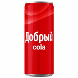 Напиток газированный ДОБРЫЙ КОЛА, 0,33 л, железная банка, 2412101