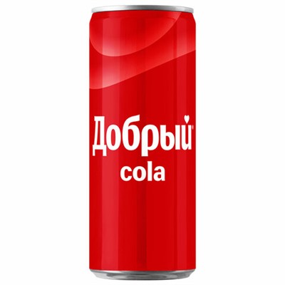 Напиток газированный ДОБРЫЙ КОЛА, 0,33 л, железная банка, 2412101