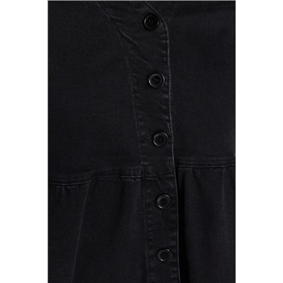 Anthracit открылся из талии/фигуриста V -Neck Denim Dress TBBSS23AH00078