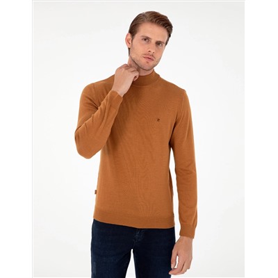 Brown Slim Fit Half Fisherman воротник базовый трикотажный свитер