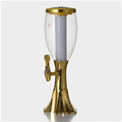 Башня пивная Gold, колба с подсветкой, 2 л, пластик, золотистая